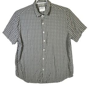 Cactus Man Men's XL Cream Geometric Print Short-Sleeve Viscose Shirt M505